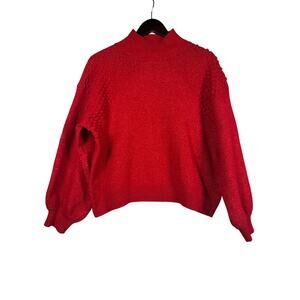Nine West Sweater Womens Red LG High Neck LS Pullover Christmas Holiday Winter